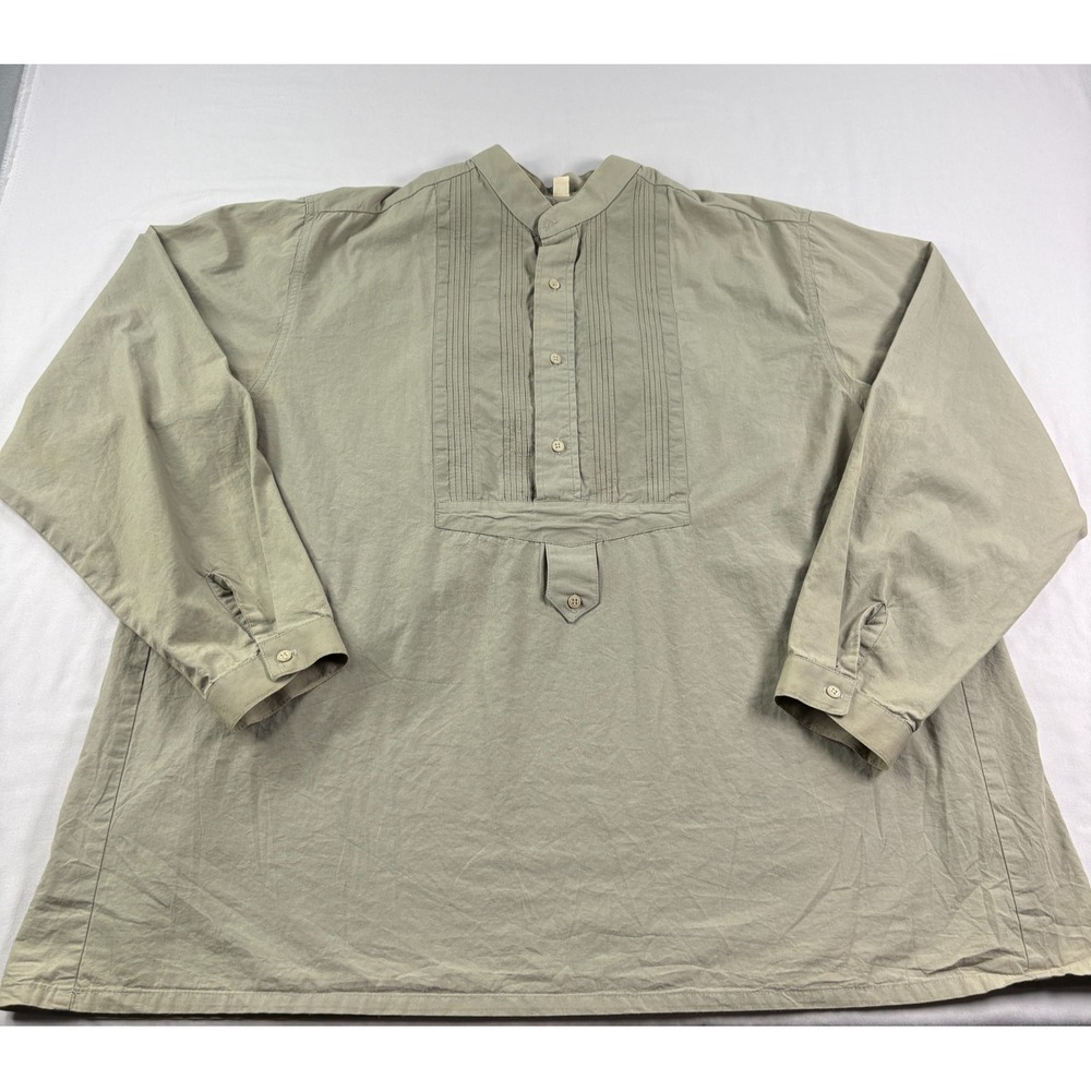 Wah Maker Frontier Shirt Mens XL Beige Button Up Western Band Collar VTG